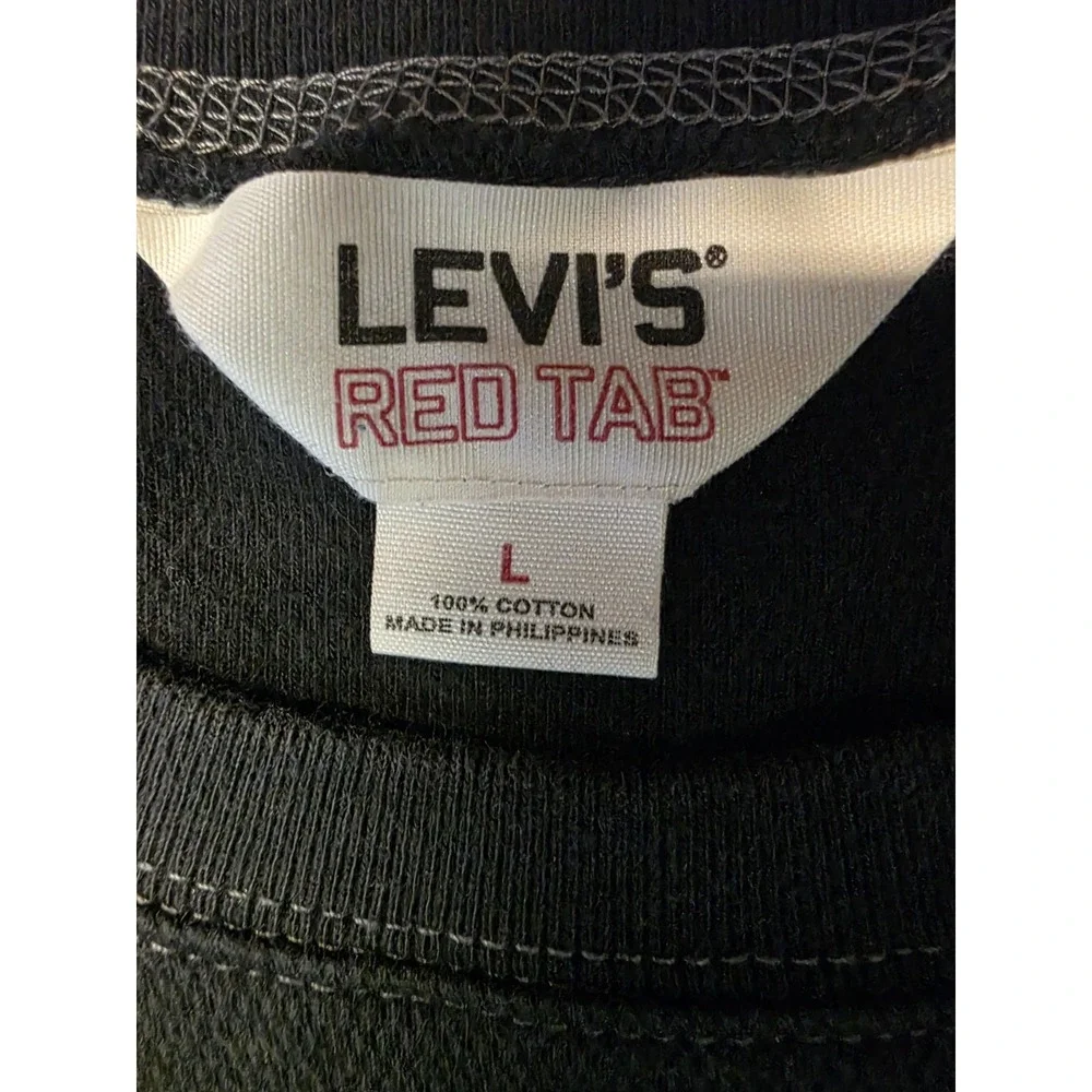 Levis Red Tab Cotton Knit Contrast Stitch Black Mens Size L Long Sleeve Shirt